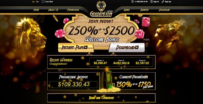 Golden Lion Casino Welcome Bonus