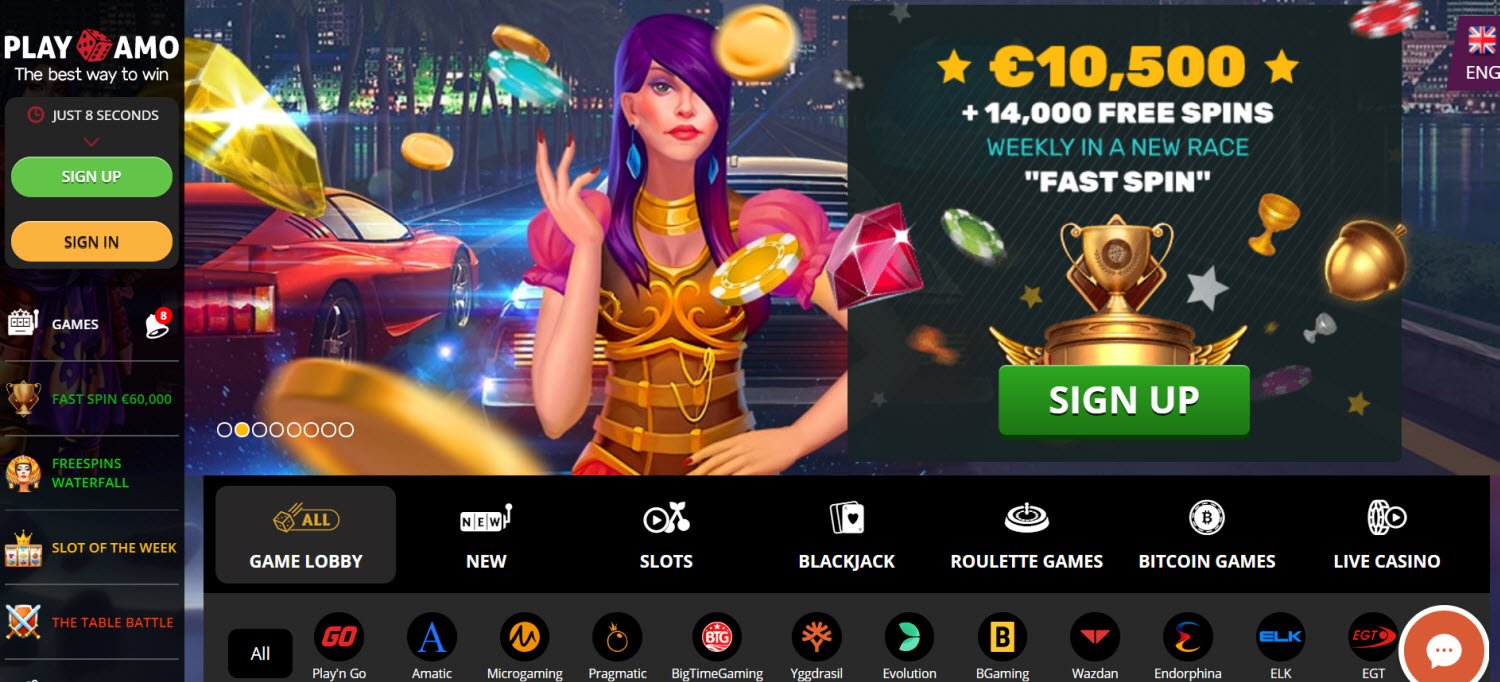 Playamo offers over a thousand slots, table games